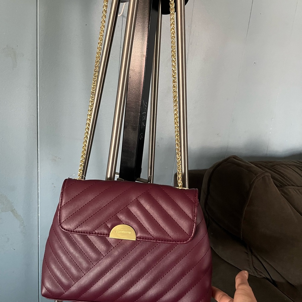 Liz Claiborne Red Quilted Shoulder Bag with Gold Hardware